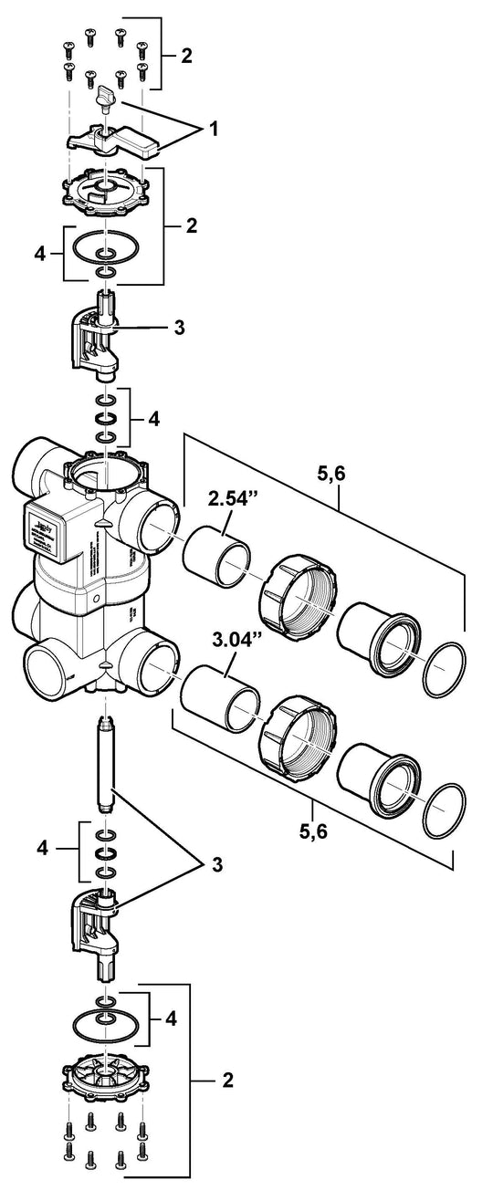 Jandy Neverlube 2-in-1 Backwash Valve 8034 parts diagram