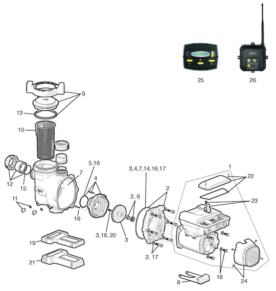 Jandy VS FloPro Variable Speed Pump 2.7HP VSFHP270DV2A parts diagram