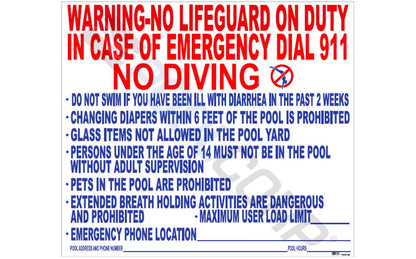 National Stock Sign Texas Pool Rules Sign 41"x47" Plastic - TX4148