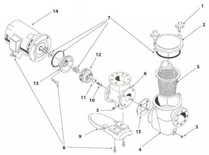 Val-Pak Martin 600/C-Series Bronze CHK Pump and Motor 7.5HP V20-804-L parts diagram