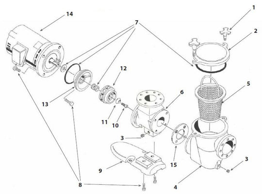 Val-Pak 600/C-Series CMK Bronze Pump 7-1/2HP V20-805-L parts diagram