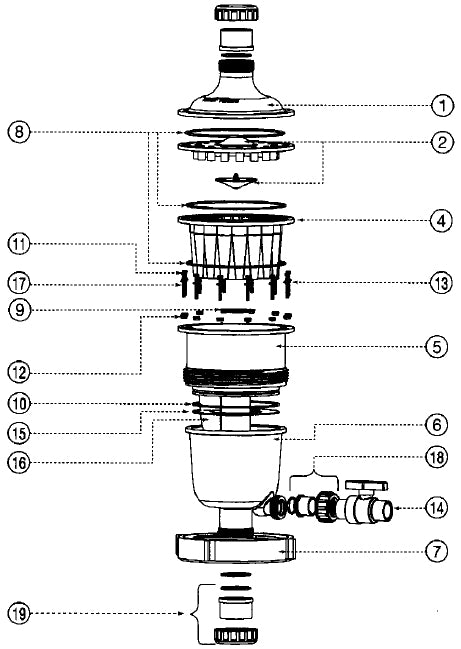 Waterco 2" MultiCyclone 50 Pre-Filter 200370 parts diagram