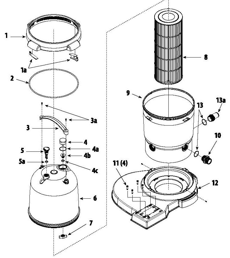 Waterway 100 SqFt ClearWater II Cartridge Standard System 1.5 HP 522-5147-6S parts diagram