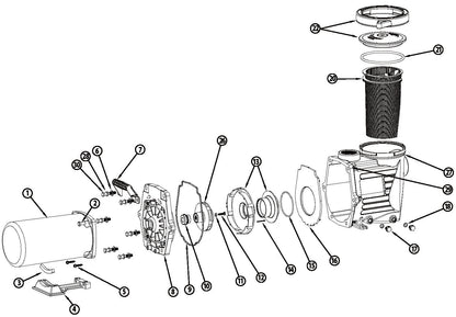 Waterway Power Defender 110 In-Ground Pool Pump 1.10HP PD-110 parts diagram