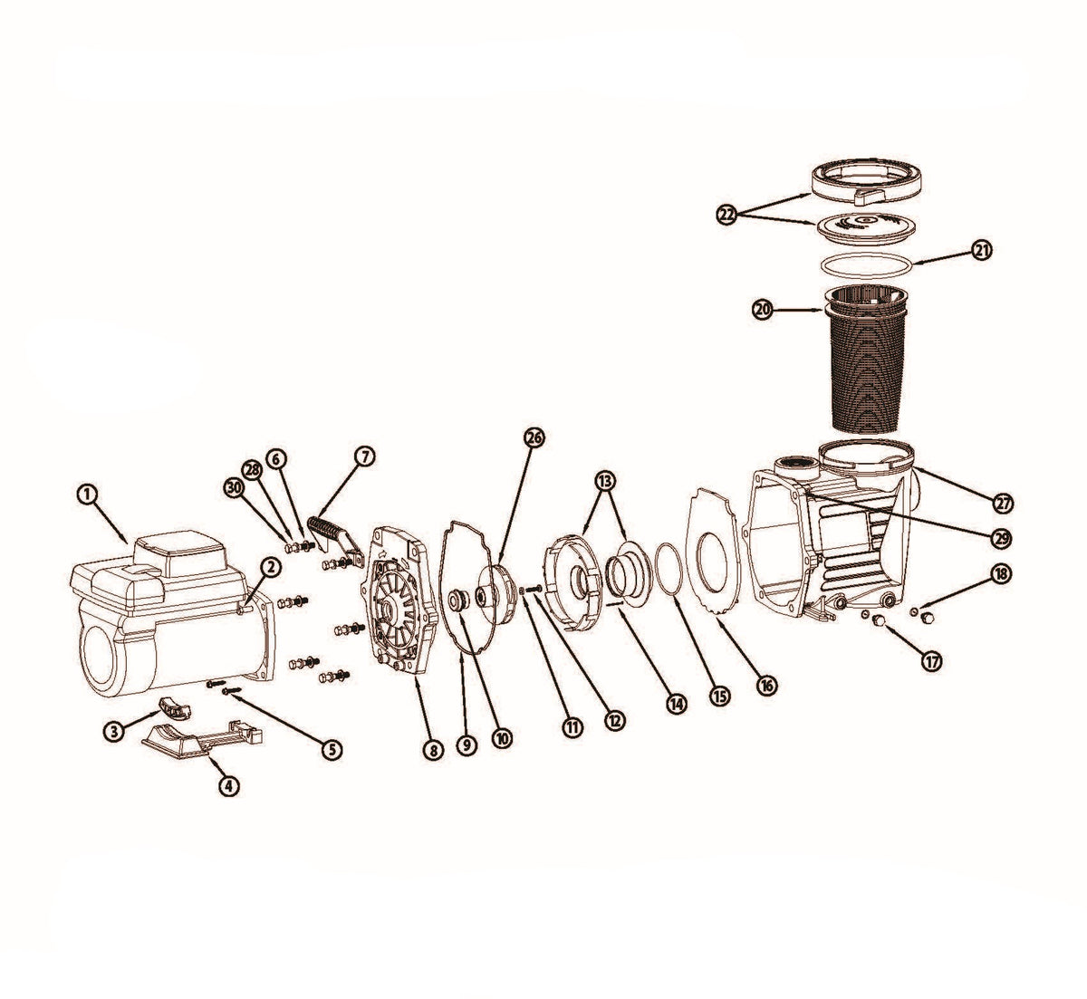 Waterway Power Defender Variable Speed Pump 3.5 HP PD-350 parts diagram