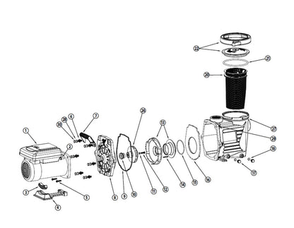 Waterway Mustang 1.4HP Variable Speed In-Ground Pump MS-140 parts diagram