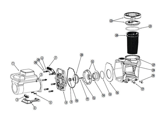 Waterway Mustang 2.7HP Variable Speed In-Ground Pump MS-270 parts diagram