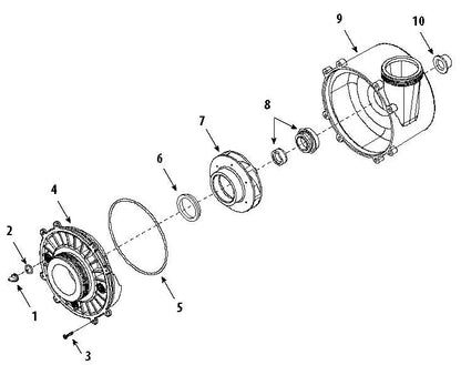 Waterway Executive 56 Frame 2 Speed Spa Pump with 2" Intake/Discharge 3 HP 3721221-1D parts diagram