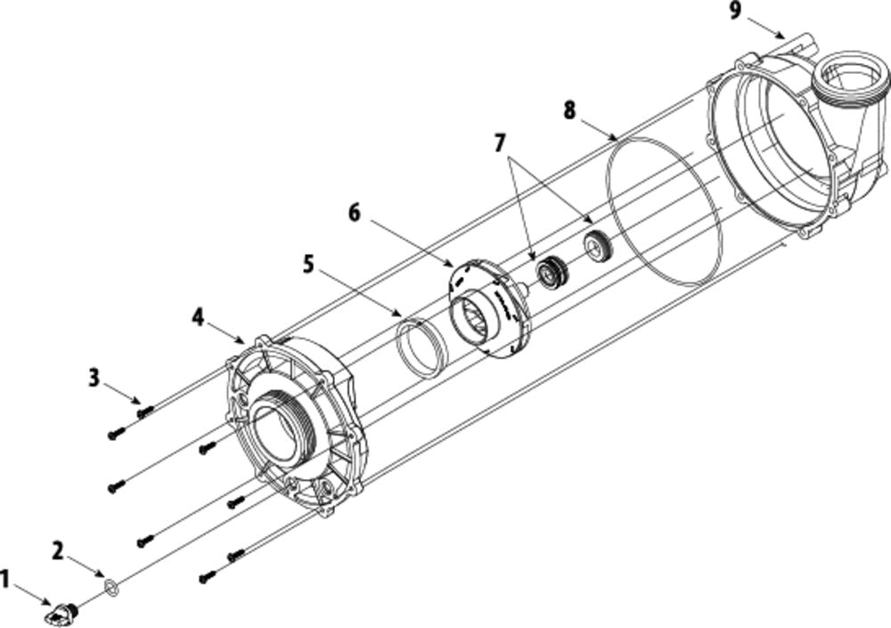 Waterway 2" 56-Frame 2-Speed 12.0/4.4 Amp Executive Pump 4HP MX-40226-20 parts diagram