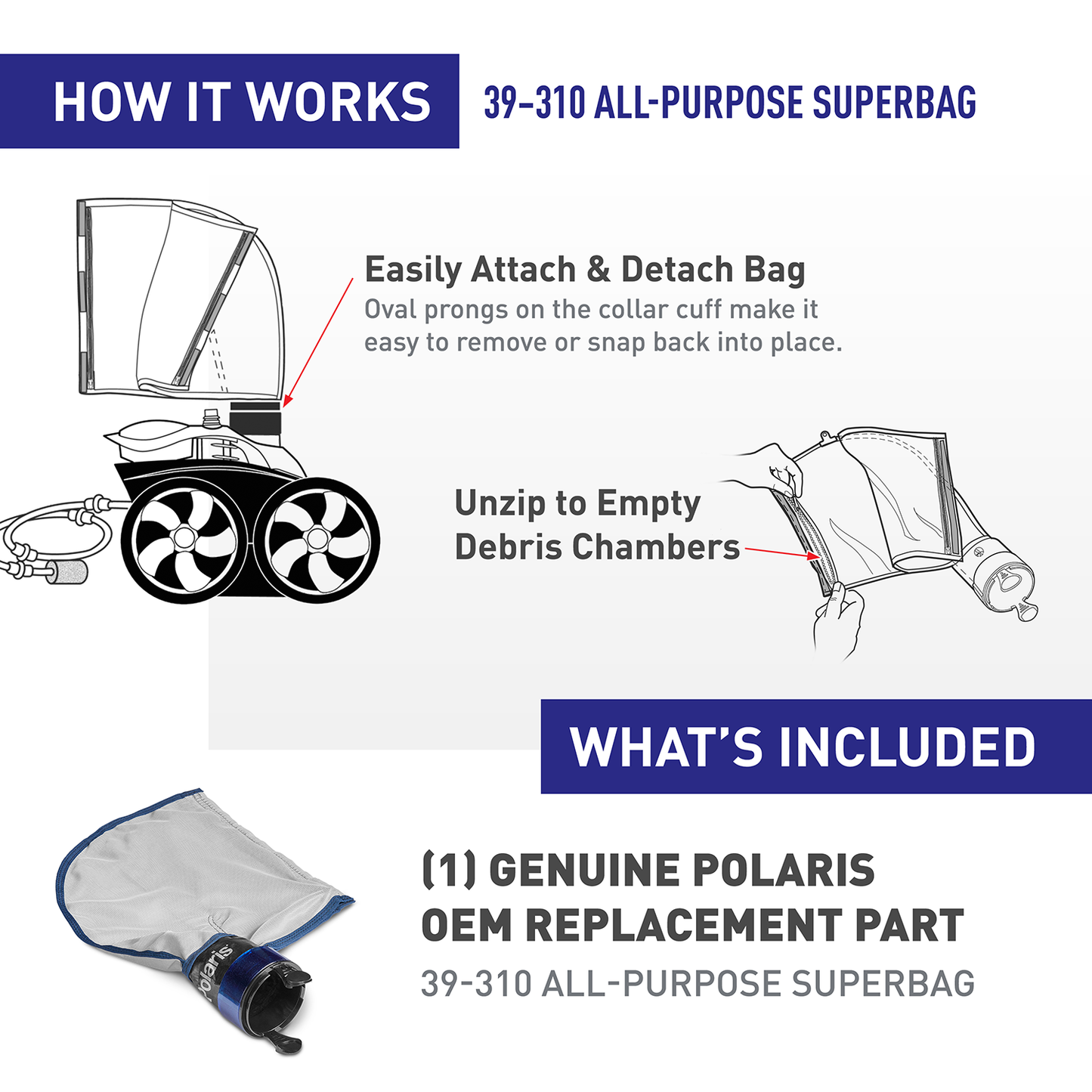 Polaris 39-310 5-liter Filter Bag Fits 280 - 3900 Cleaners