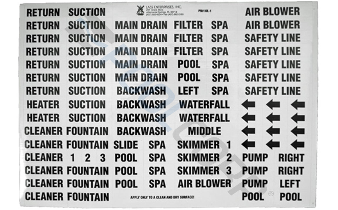 Super Pro Black on White Vinyl Plumbing Label Set | IDL-1C